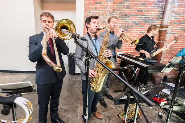 The Big Badd Band Playing at Cocktail Hour of a Wedding